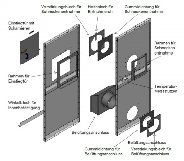 Zubehör Rechtecklagersilo mit Belüftungs-Anschluss für Belüftungseinrichtung Zubehör Rechtecklagersilo mit Belüftungs-Anschluss für Belüftungseinrichtung