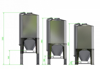 Mobiles GFK-Silo mit teleskopierbaren F&uuml;&szlig;en