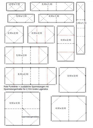 Kreutzkämper Rechtecklagersilo - Vierecksilo -  mögliche Maße