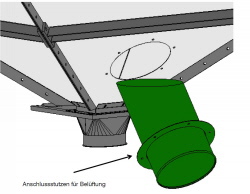 Rechtecklagersilo - Vierecksilo - Belüftungskegel im Trichter Rechtecklagersilo - Vierecksilo - Belüftungskegel im Trichter